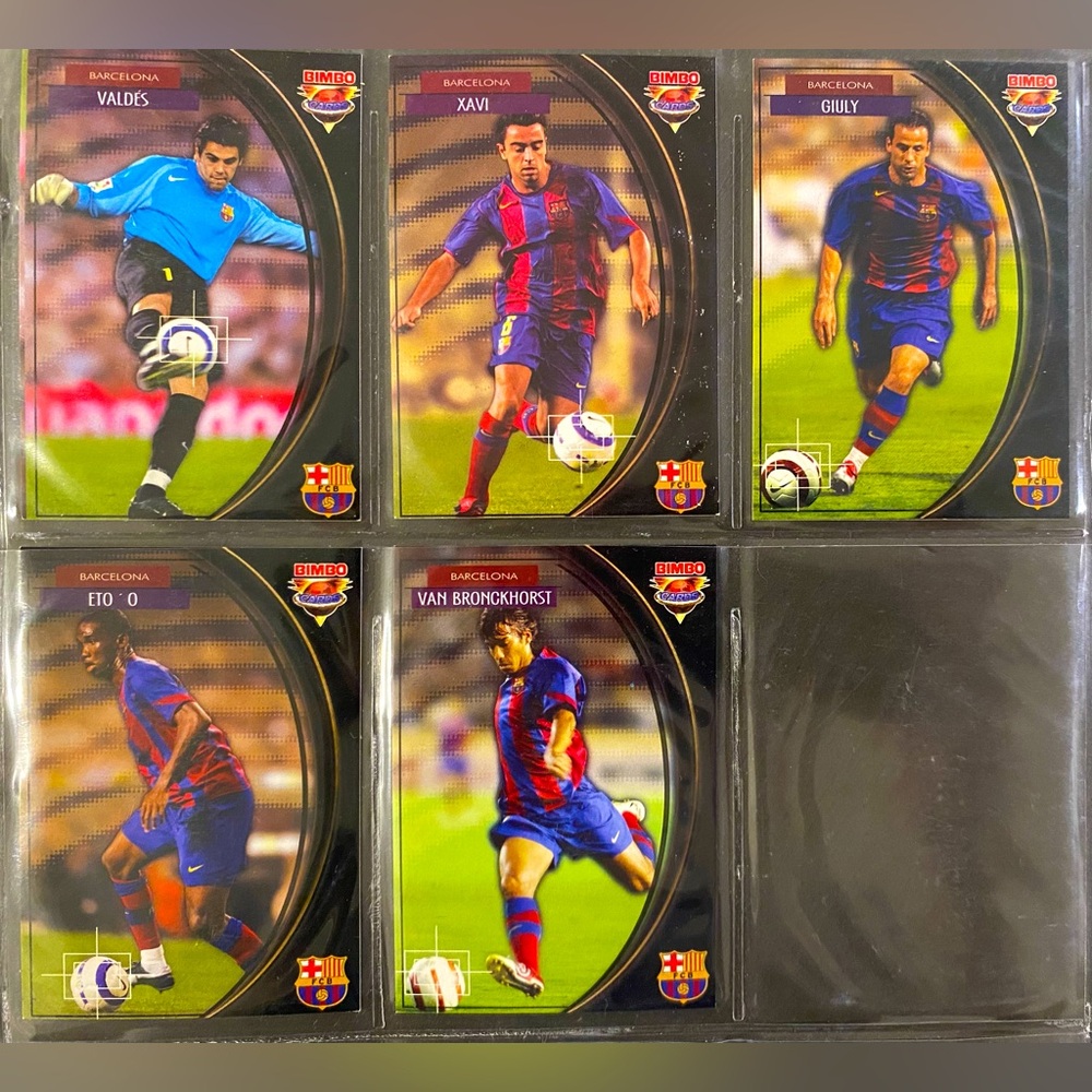 BIMBO 2005 FC Barcelona 5-Card Team Set UEFA STARS Eto'o, Xavi, Giuly RARE